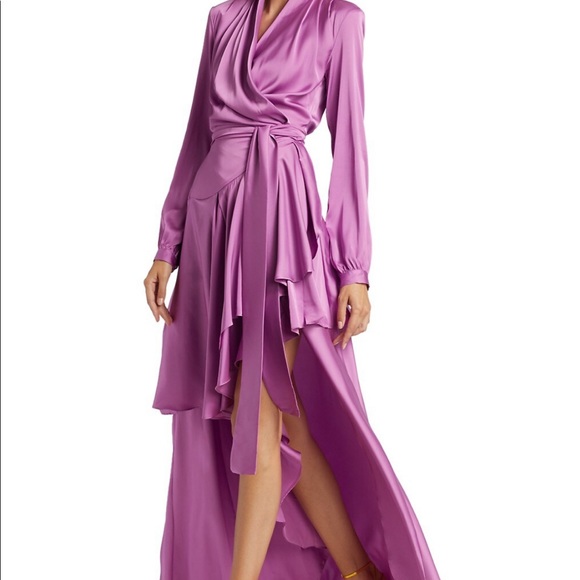 Pat Bo high low satin wrap gown - Picture 4 of 9